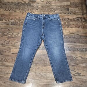 Good American Good Straight Leg Cropped Jeans Denim Size 18